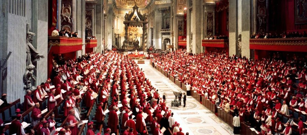 Các nghị phụ Công đồng Vatican II họp tại đền thờ Thánh Phêrô, một dấu mốc quan trọng trong lịch sử Giáo hội Công giáo
