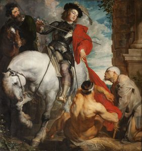 Thánh Martinô Tours xẻ áo choàng cho người ăn xin, tranh Anthony van Dyck (1621)
